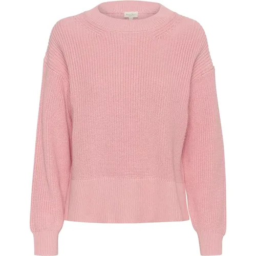 Rippstrick Pullover Silber Rosa , Damen, Größe: S - Part Two - Modalova