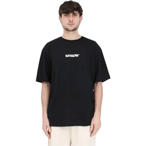 Schwarzes T-Shirt mit Logo und Druck , Herren, Größe: XL - Barrow - Modalova