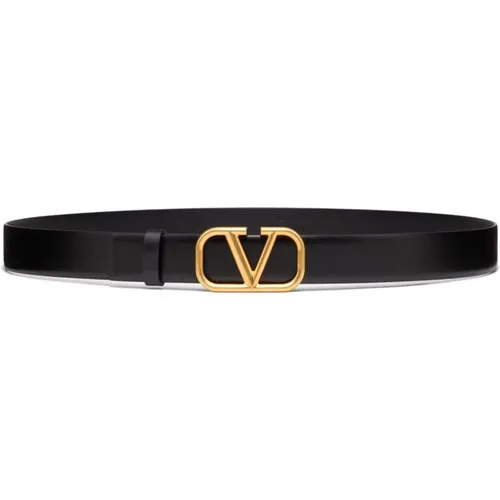 Leather Belt with VLogo Buckle , male, Sizes: 105 CM, 100 CM, 90 CM, 85 CM, 95 CM - Valentino Garavani - Modalova