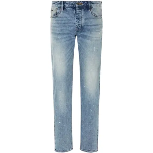 Denimblaue 5-Pocket-Jeans , Herren, Größe: W30 - Emporio Armani - Modalova