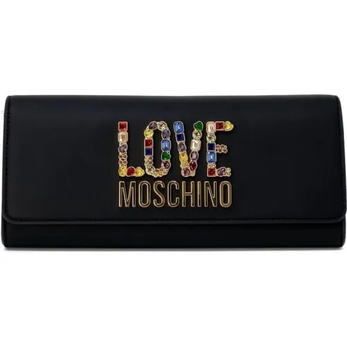 Schwarze Bedruckte Schultertasche mit Clip - Love Moschino - Modalova