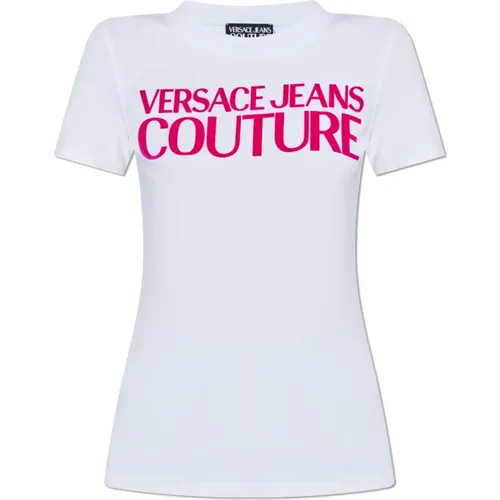 T-Shirt mit Logo , Damen, Größe: L - Versace Jeans Couture - Modalova