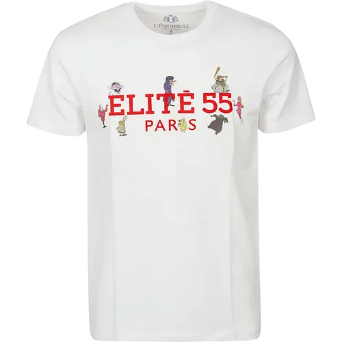 Cotton T-Shirt with Front Print , male, Sizes: S, M, L, 2XL, XL - Equipe 55 - Modalova