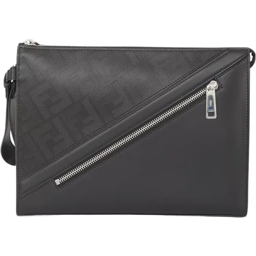 Stylish Leather Clutch , male, Sizes: ONE SIZE - Fendi - Modalova