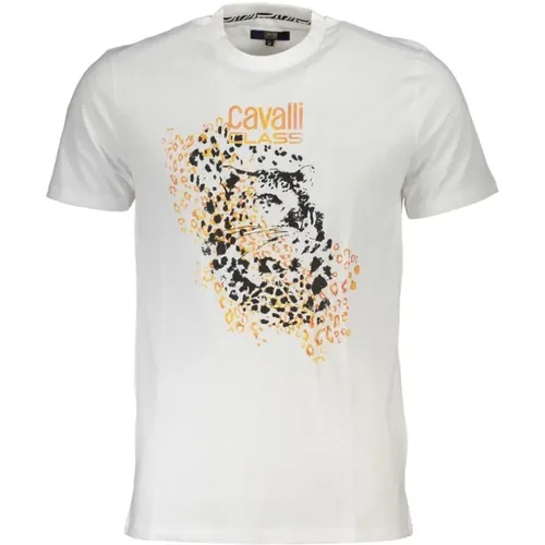Druck Logo Rundhals T-shirt , Herren, Größe: XL - Cavalli Class - Modalova