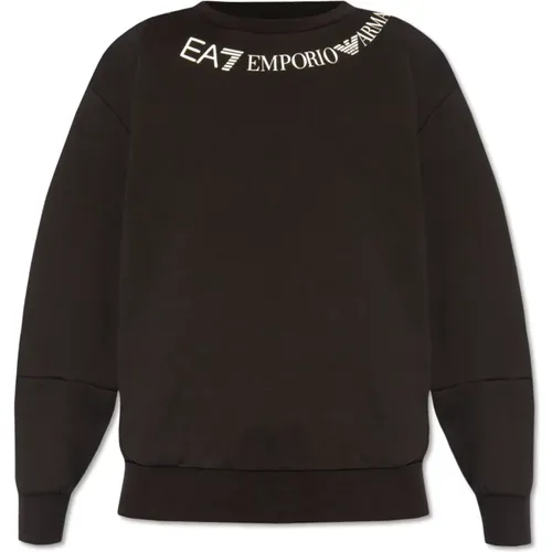 Baumwoll-Sweatshirt mit Logo , Damen, Größe: L - Emporio Armani EA7 - Modalova