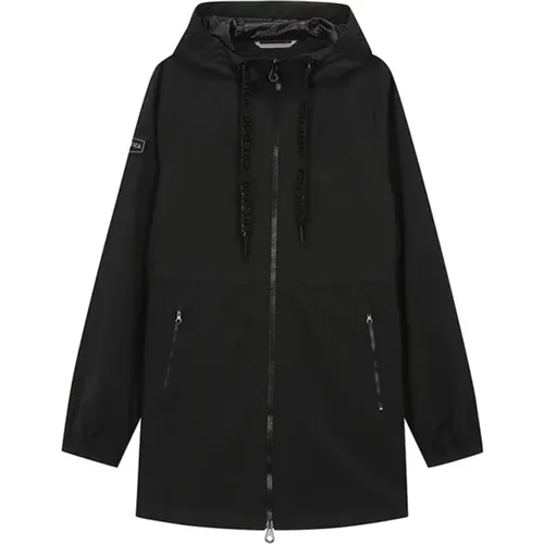 Schwarze Kapuzen-Stretch-Nylon-Jacke , Damen, Größe: XS - duvetica - Modalova