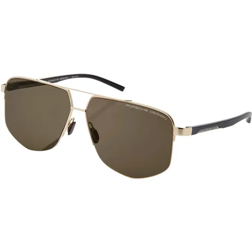 Goldrahmen Braune Linse Sonnenbrille - Porsche Design - Modalova