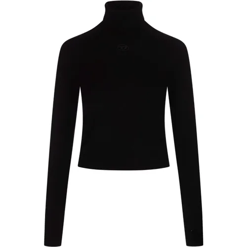 Schwarzer Rollkragenpullover Metall Oval D , Damen, Größe: XS - Diesel - Modalova