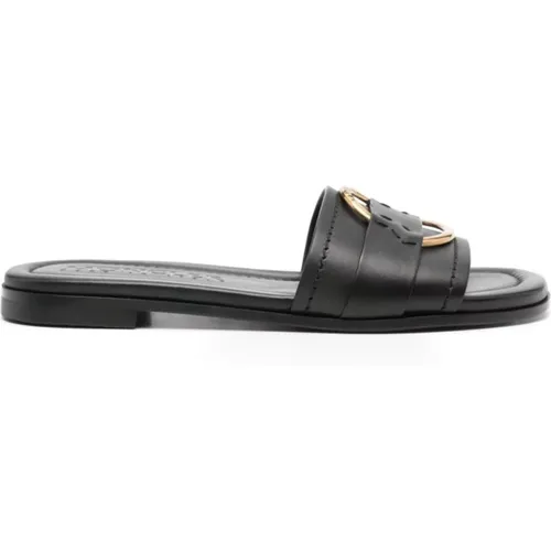 Leather Flat Sandals , female, Sizes: 5 UK, 4 UK, 3 UK, 7 UK, 6 UK - Moncler - Modalova