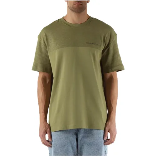 Contrast Panel Cotton T-shirt , male, Sizes: S, M, L - Calvin Klein Jeans - Modalova