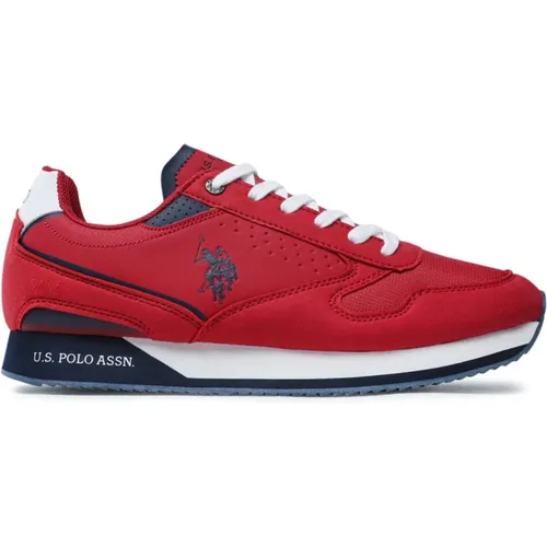Rote Bimaterial Sneakers , Herren, Größe: 42 EU - U.s. Polo Assn. - Modalova