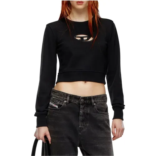 Gekürzter Slimmy Schwarzer Sweatshirt , Damen, Größe: L - Diesel - Modalova