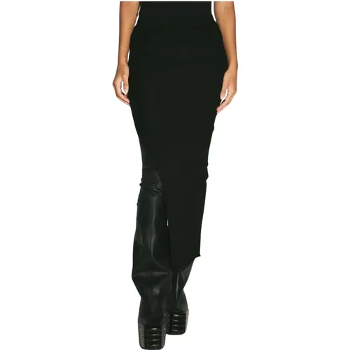 Rib Maxi Rock mit hinterem Schlitz , Damen, Größe: S - Rick Owens - Modalova