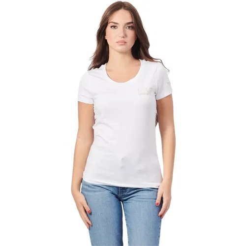 Weißes T-Shirt mit Rundhalsausschnitt , Damen, Größe: M - Emporio Armani - Modalova