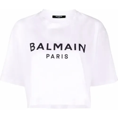 Crop T-Shirt , female, Sizes: M, L - Balmain - Modalova