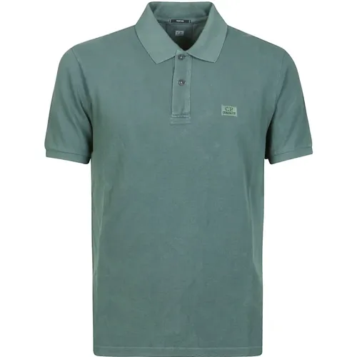 Entengrünes Piquet Polo Shirt,Logo-besticktes Poloshirt,Resist Dyed Polo Shirt,Blaues Piquet Polo Shirt,Rotes Bud Piquet Polo Shirt,Polo Shirts - C.P. Company - Modalova