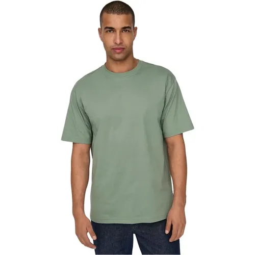 Oversized Baumwoll T-Shirt , Herren, Größe: S - Only & Sons - Modalova