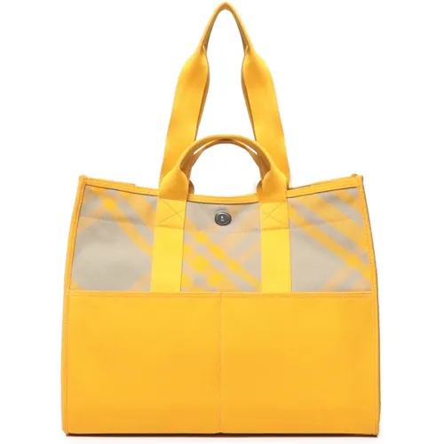 Gelbe Woll-Jacquard-Taschen mit Bandgriffen - Burberry - Modalova