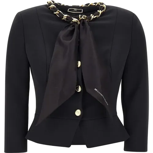 Schwarze Jacken für Frauen , Damen, Größe: S - Elisabetta Franchi - Modalova