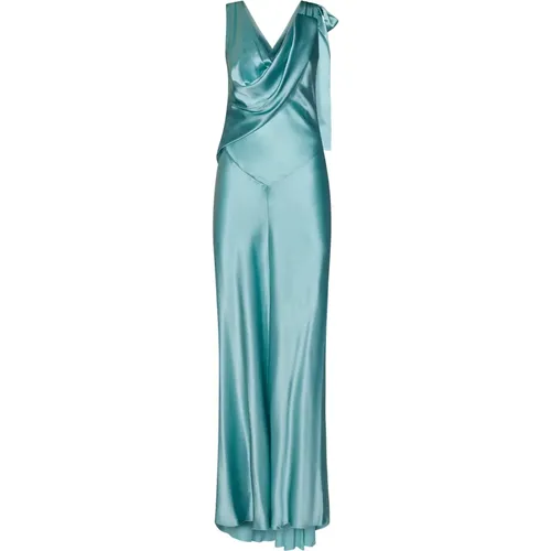 Clear Draped Neckline Dress , female, Sizes: M, S - alberta ferretti - Modalova