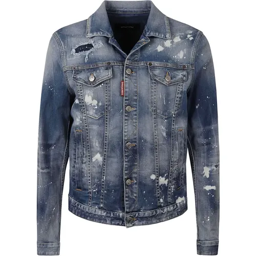 Denim Jacket Ripped Detailing , male, Sizes: XL, M, L - Dsquared2 - Modalova