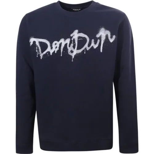 Blauer Pullover mit Logo-Print , Herren, Größe: 2XL - Dondup - Modalova