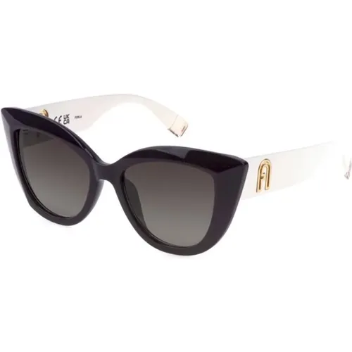 Glänzende Violette Sonnenbrille mit Braunen Verlaufsgläsern , Damen, Größe: 53 MM - Furla - Modalova