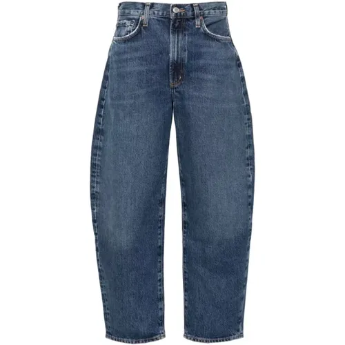 Blaue Denim Tapered Leg Jeans , Damen, Größe: W26 - Agolde - Modalova