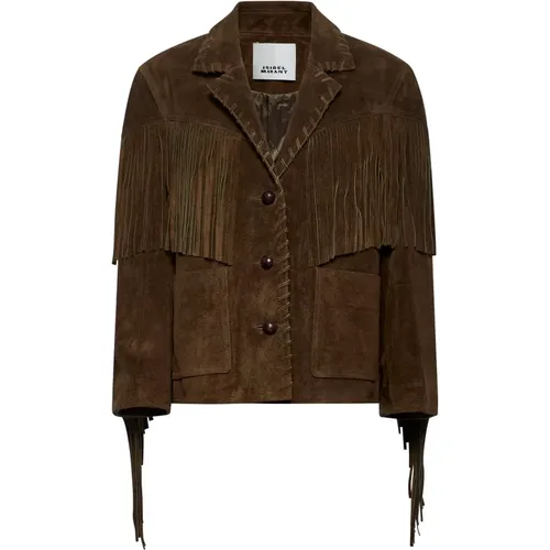 Suede Short Fringed Jacket , female, Sizes: S, XS - Isabel marant - Modalova