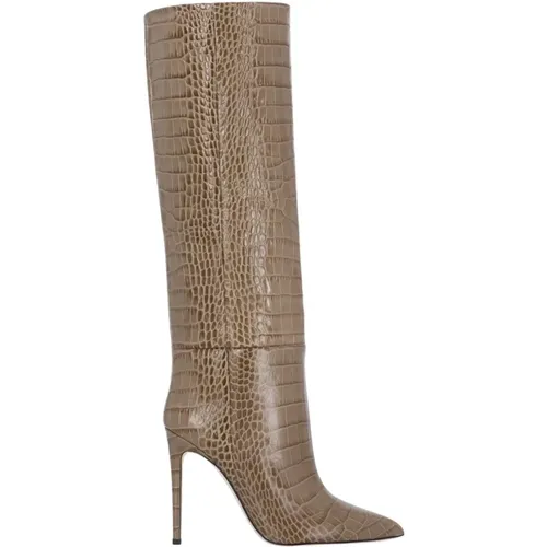 Leather Heeled Boots with Cocco Pattern , female, Sizes: 6 UK - Paris Texas - Modalova