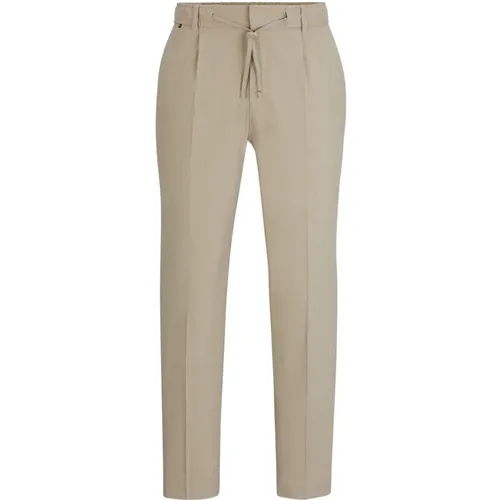 Linen Elastic Waist Pants , male, Sizes: L, S - Hugo Boss - Modalova