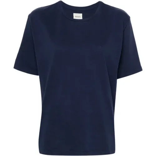 Blau Baumwoll Crew-Neck T-Shirt , Damen, Größe: L - Khaite - Modalova