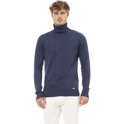 Trendiger Pullover - Langarm - Gerippt,Gerippter Rollkragenpullover mit Monogrammdetail - Baldinini - Modalova