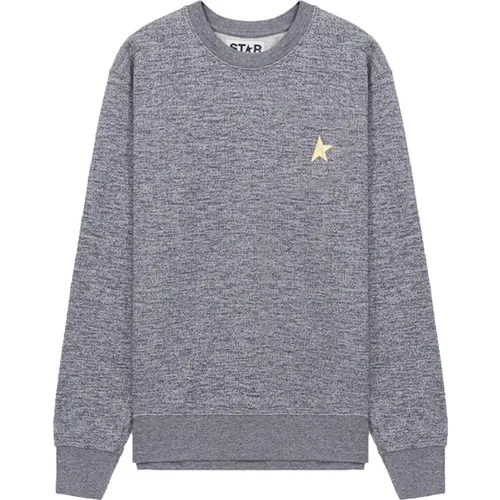 Grauer Mélange Crew-Neck Sweatshirt mit goldener Stern , Damen, Größe: XS - Golden Goose - Modalova
