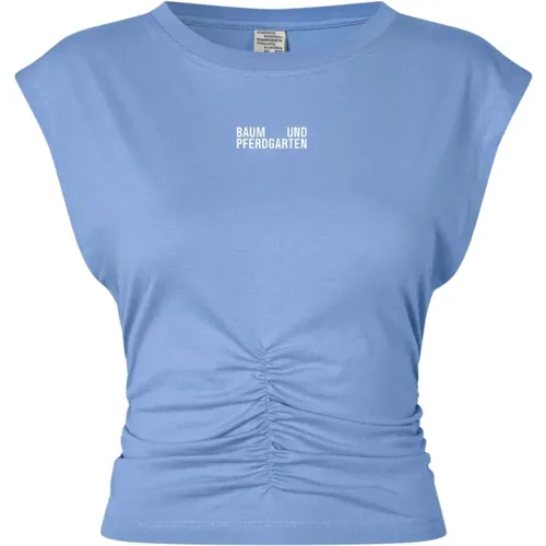 Ruched Sleeveless Cotton T-Shirt , female, Sizes: M, XS, S - BAUM UND PFERDGARTEN - Modalova
