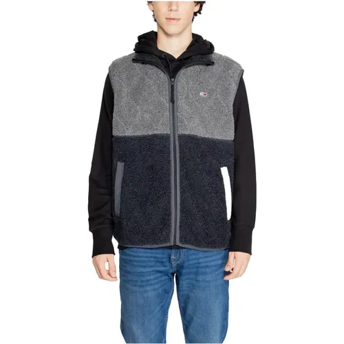 Schwarze Kapuzen-Zip-Jacke , Herren, Größe: S - Tommy Hilfiger - Modalova