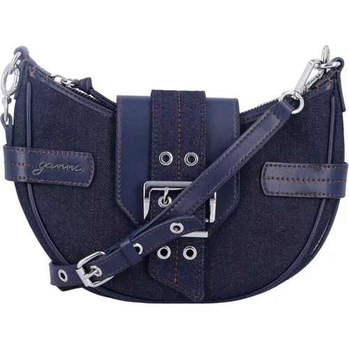 Dark Navy Denim Handbag , female, Sizes: ONE SIZE - Ganni - Modalova