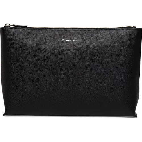 Embossed Rectangular Leather Pouch , female, Sizes: ONE SIZE - Santoni - Modalova