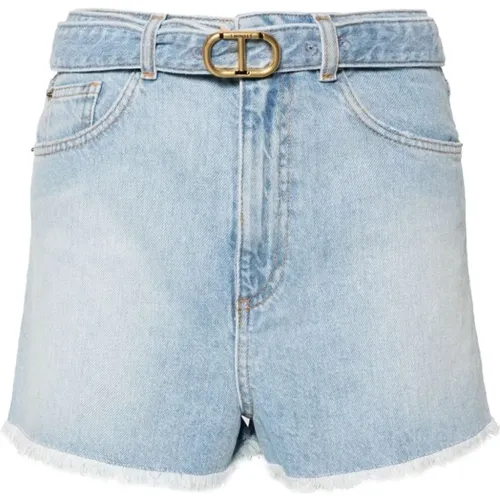 Denim Shorts With Belt , female, Sizes: W28, W30 - Twinset - Modalova