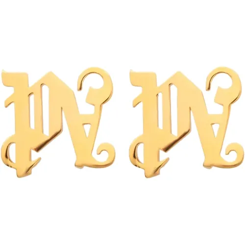 Golden Brass Monogram Earrings , female, Sizes: ONE SIZE - Palm Angels - Modalova