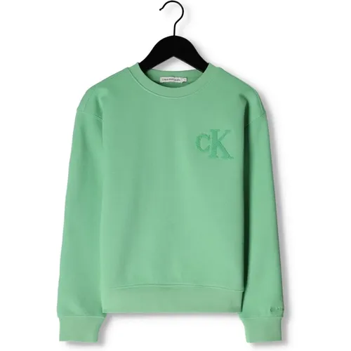 Jungen Sweatshirt Interlock Pique Grün - Calvin Klein - Modalova