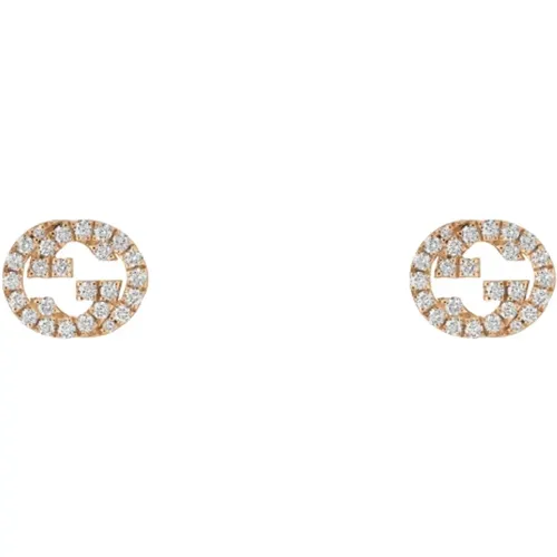 Ybd729408001 - 18kt pink gold and diamond earrings , female, Sizes: ONE SIZE - Gucci - Modalova