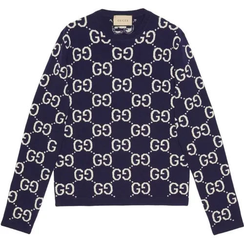 GG-Monogram Wool Sweater , male, Sizes: L - Gucci - Modalova
