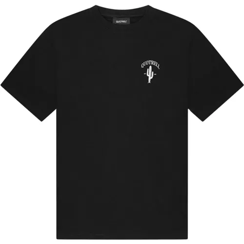 Kaktus T-Shirt Schwarz/Weiß Herren , Herren, Größe: L - Quotrell - Modalova