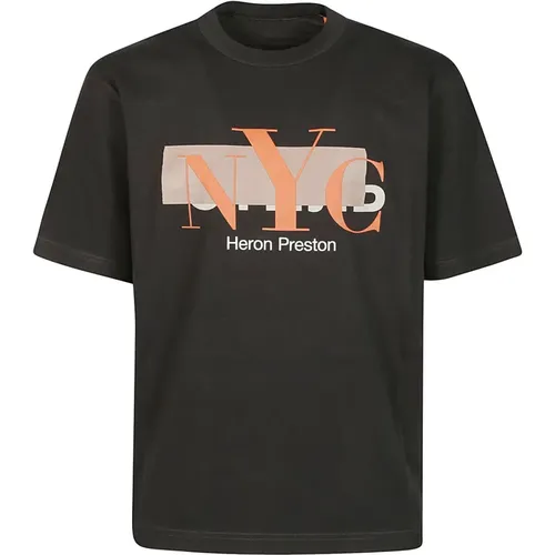Schwarzes Orange NYC Zensiertes T-Shirt , Herren, Größe: M - Heron Preston - Modalova