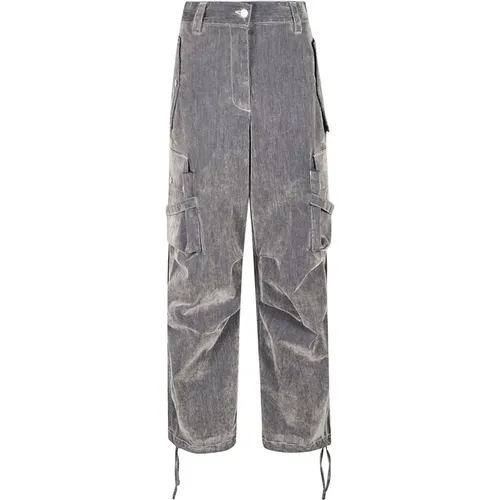 Grey High-Waisted Cargo Jeans , female, Sizes: S - Msgm - Modalova