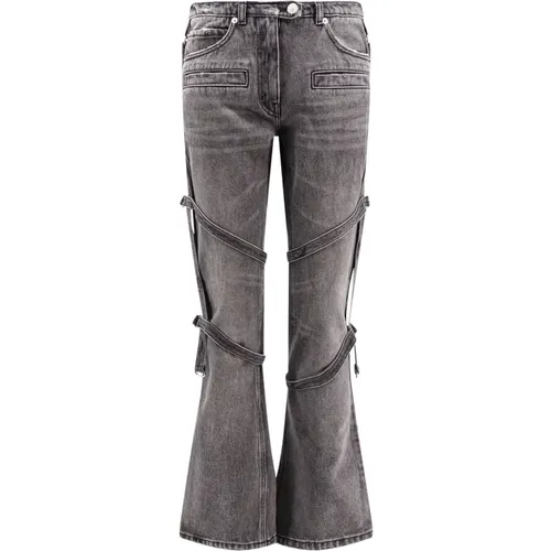 Grey Cotton Trousers with Multi-Strap Detail , female, Sizes: S - Courrèges - Modalova