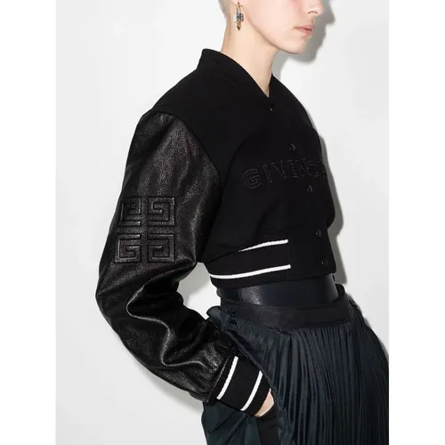 Schwarze Kurze Bomberjacke aus Wolle,Elegante Wollmischung Bomberjacke - Givenchy - Modalova