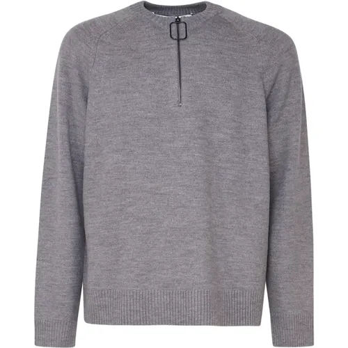 Grey Zip Sweater Raglan Sleeves , male, Sizes: L - JW Anderson - Modalova